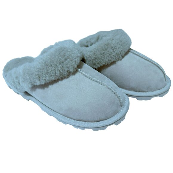 Womens Suede and Sherpa Slippers Sz 9 Gray Slip-On Indoor/Outdoor Members Mark - Picture 5 of 6